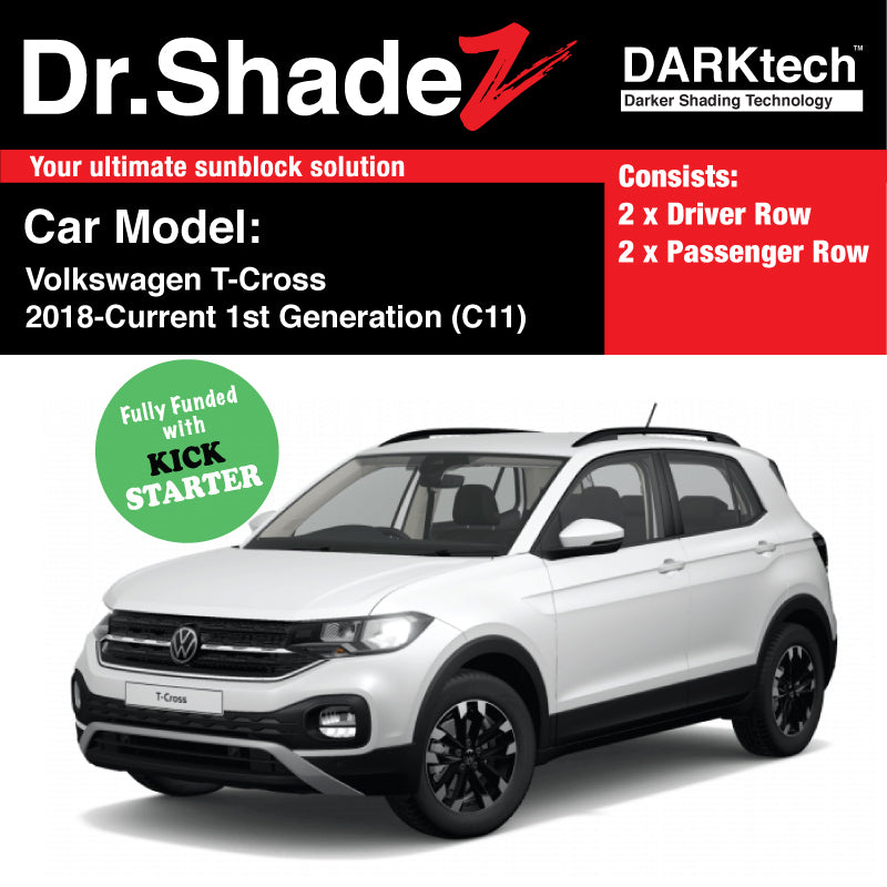 DARKtech Volkswagen T-Cross 2018-Current 1st Generation (C11) Germany Crossover SUV Customised Car Window Magnetic Sunshades