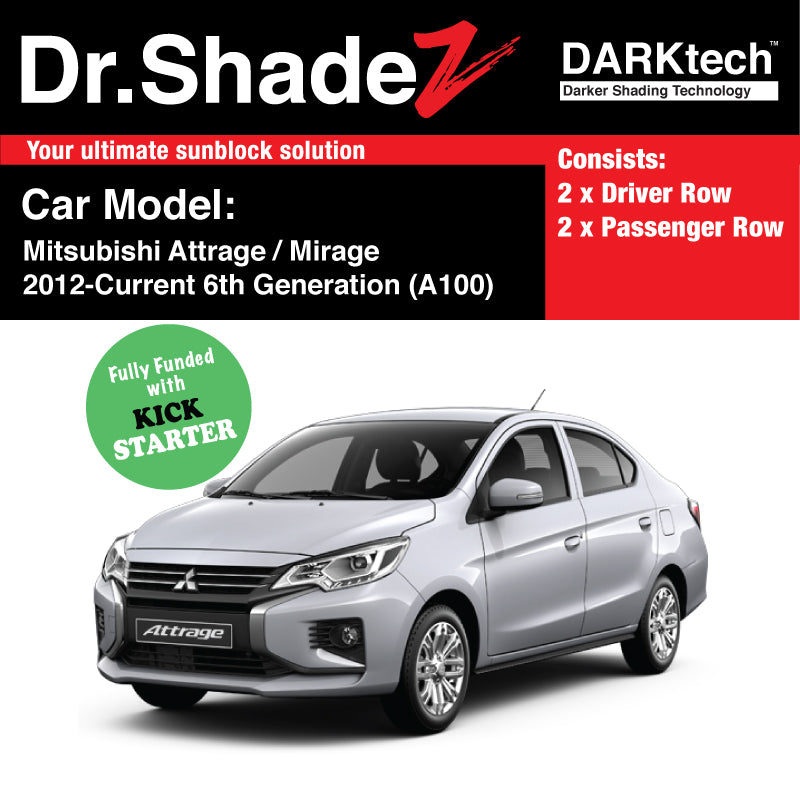 DARKtech Mitsubishi Attrage Mirage 2012-Current 6th Generation (A100) Japan Sedan Customised Car Window Magnetic Sunshades