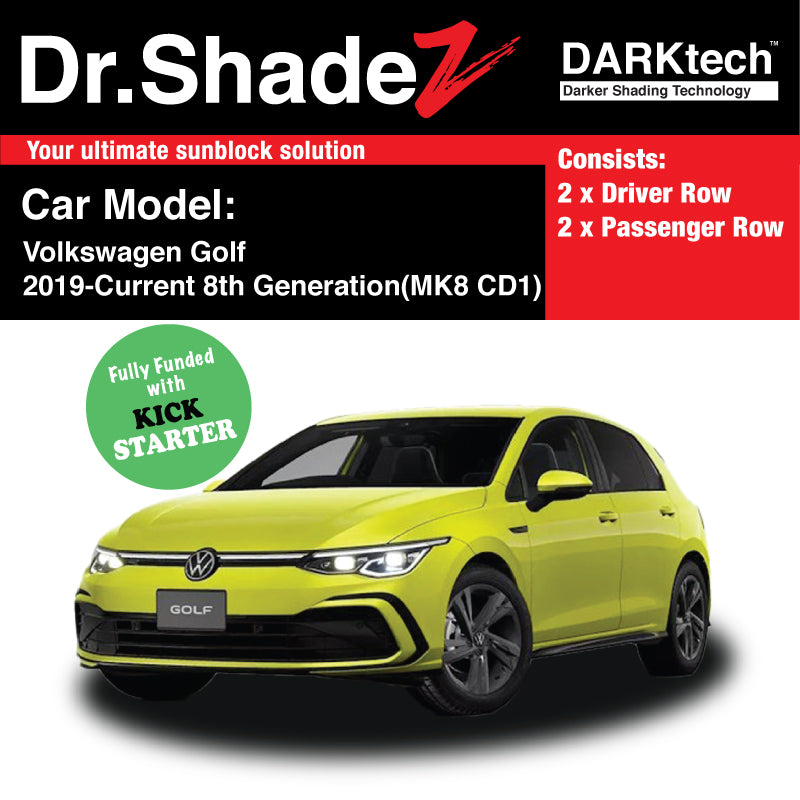 DARKtech Volkswagen Golf 2019-Current 8th Generation (MK8) Germany Hatchback Customised Car Window Magnetic Sunshades