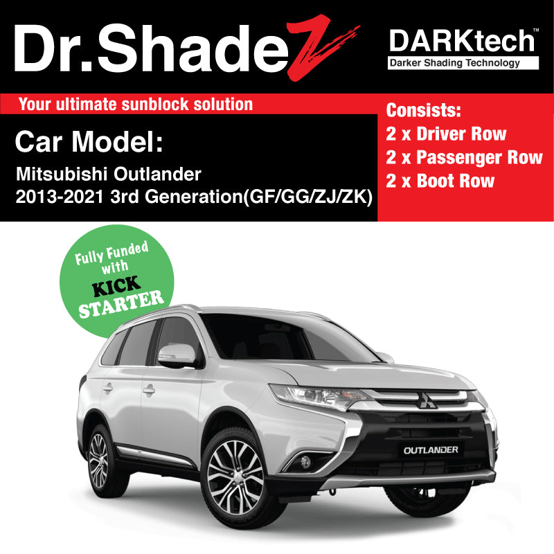 DARKtech Mitsubishi Outlander 2013-2021 3rd Generation (GF/ GG/ ZJ/ ZK) Japan 7 Seater Crossover Customised SUV Window Magnetic Sunshades