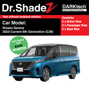 DARKtech Nissan Serena 2022-Current 6th Generation (C28) Customised Japan MPV Window Magnetic Sunshades