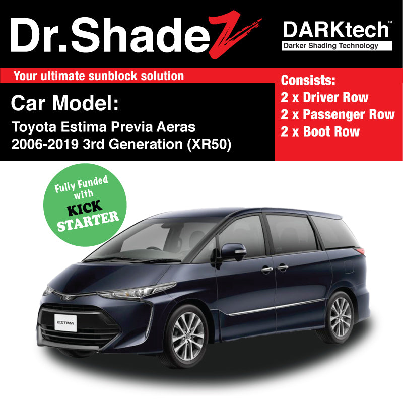 DARKtech Toyota Estima Previa Aeras 2006-2019 3rd Generation (XR50) Japan MPV Customised Car Window Magnetic Sunshades