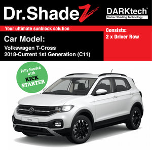 DARKtech Volkswagen T-Cross 2018-Current 1st Generation (C11) Germany Crossover SUV Customised Car Window Magnetic Sunshades