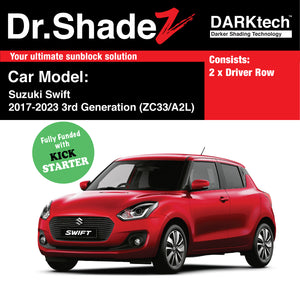 DARKtech Suzuki Swift 2017-2023 3rd Generation (ZC33S/A2L) Japan Hatchback Customised Car Window Magnetic Sunshades