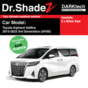 DARKtech Toyota Alphard Vellfire 2015-2023 3rd Generation (AH30) Japan Large MPV Customised Car Window Magnetic Sunshades