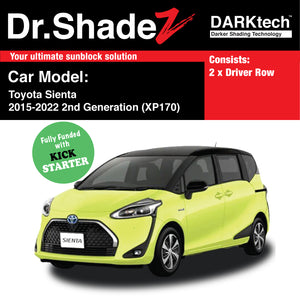 DARKtech Toyota Sienta 2015-2022 2nd Generation (XP170) Japan Mini MPV Customised Car Window Magnetic Sunshades