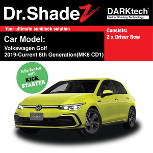 DARKtech Volkswagen Golf 2019-Current 8th Generation (MK8) Germany Hatchback Customised Car Window Magnetic Sunshades