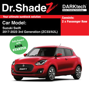 DARKtech Suzuki Swift 2017-2023 3rd Generation (ZC33S/A2L) Japan Hatchback Customised Car Window Magnetic Sunshades