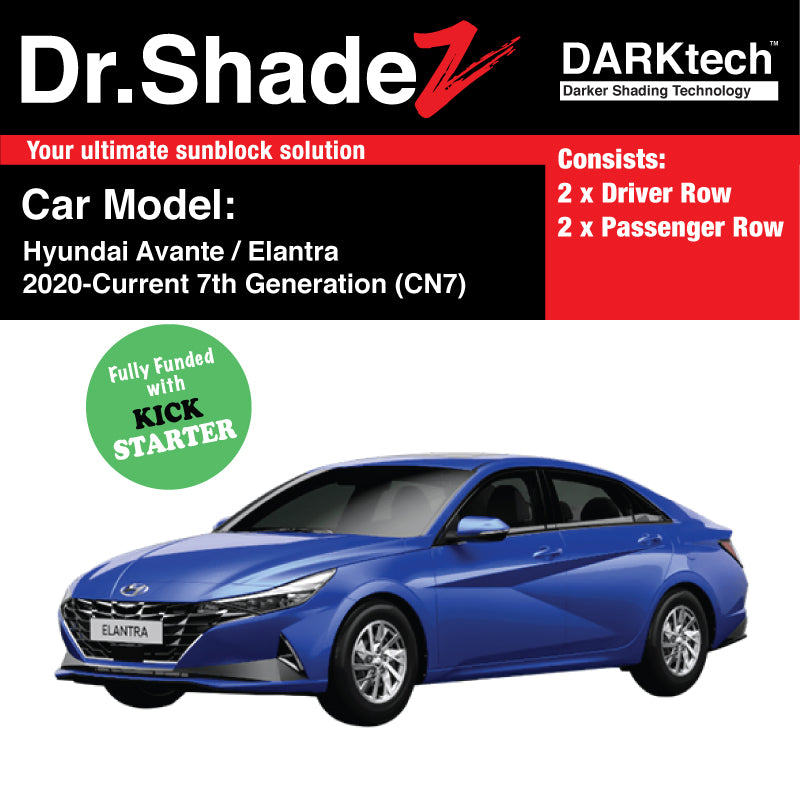 DARKtech Hyundai Avante Elantra 2020-Current 7th Generation (CN7) Korean Car Customised Magnetic Sunshades