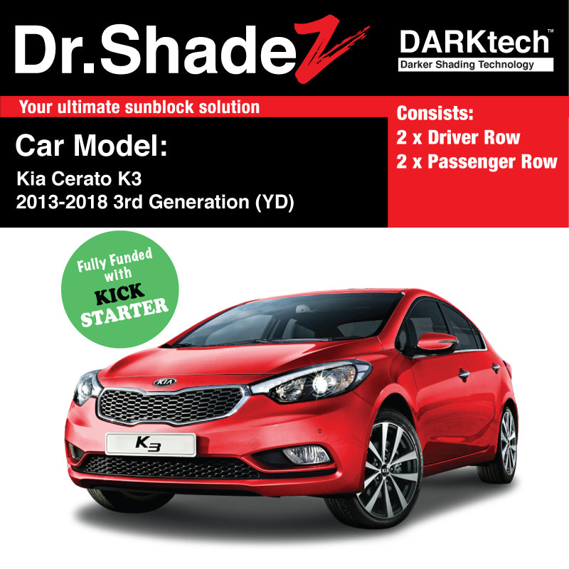 DARKtech Kia Cerato K3 Sedan 2013-2018 2nd Generation (YD) Customised Korean Car Window Magnetic Sunshades