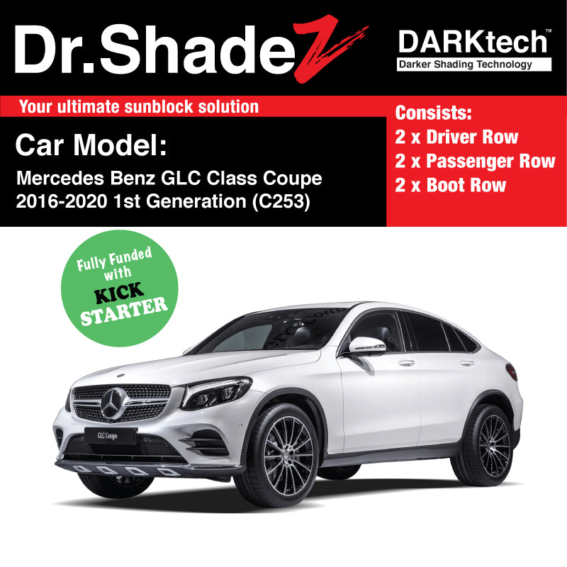 DARKtech Mercedes Benz GLC Class Coupe 2016-2020 1st Generation (C253) Germany Compact Luxury SUV Customised Car Window Magnetic Sunshades