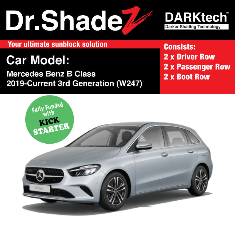 DARKtech Mercedes Benz B Class 2019-Current 3rd Generation (W247) Germany Hatchback Customised Car Window Magnetic Sunshades