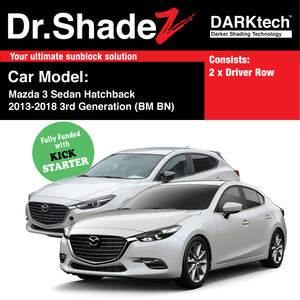 DARKtech Mazda 3 Axela Sedan Hatchback 2013-2018 3rd Generation (BM BN) Japan Automotive Customised Car Window Magnetic Sunshades