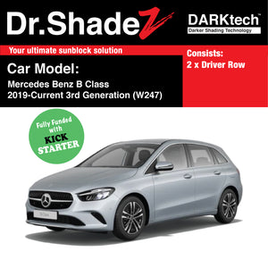 DARKtech Mercedes Benz B Class 2019-Current 3rd Generation (W247) Germany Hatchback Customised Car Window Magnetic Sunshades