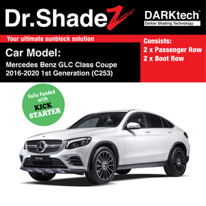 DARKtech Mercedes Benz GLC Class Coupe 2016-2020 1st Generation (C253) Germany Compact Luxury SUV Customised Car Window Magnetic Sunshades