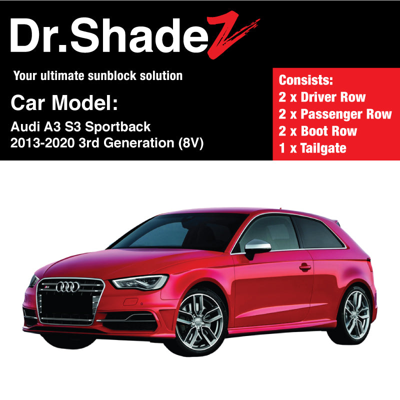 Audi A3 S3 Sportback 2013-2020 3rd Generation (8V) Germany Hatchback Car Customised Magnetic Sunshades Germany Hatchback Car Customised Magnetic Sunshades