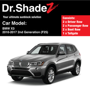 BMW X3 2010-2017 2nd Generation (F25) Customised Luxury Germany Compact SUV Car Window Magnetic Sunshades