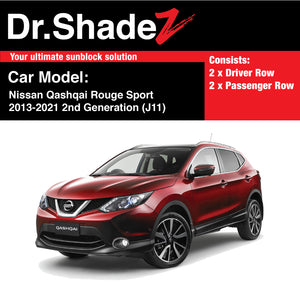 Nissan Qashqai Rouge Sport 2013-2021 2nd Generation (J11) Japan Compact Crossover Customised SUV Window Magnetic Sunshades