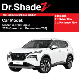 Nissan X-Trail Rogue 2021-Current 4th Generation (T33) Japan Compact Crossover SUV Customised Car Window Magnetic Sunshades