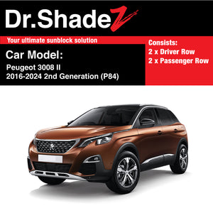 Peugeot 3008 II 2016-2024 2nd Generation (P84) France Compact Crossover Customised SUV Window Magnetic Sunshades