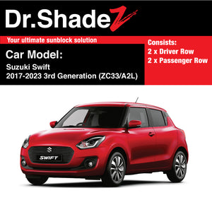 Suzuki Swift 2017-2023 3rd Generation (ZC33S A2L) Japan Hatchback Customised Car Window Magnetic Sunshades 4 Pieces