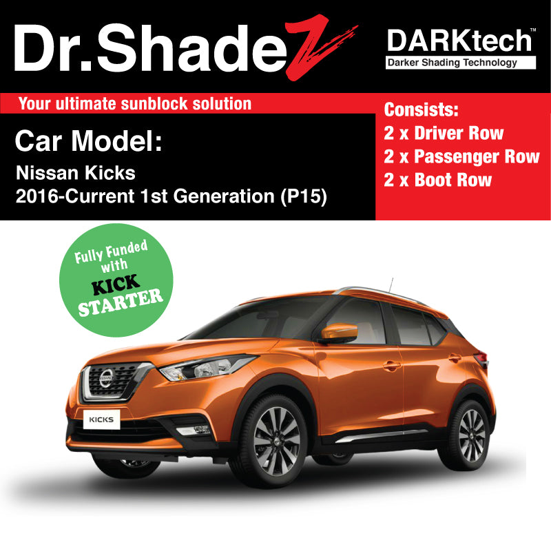 DARKtech Nissan Kicks 2016-Current 1st Generation (P15) Japan Compact SUV Customised Car Window Magnetic Sunshades