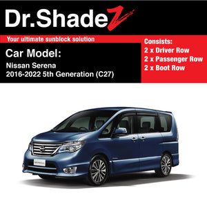 Nissan Serena Highway Star 2016-2022 5th Generation (C27) Customised Japan MPV Window Magnetic Sunshades