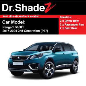 Peugeot 5008 II 2017-2024 2nd Generation (P87) France Compact Crossover SUV Customised Car Window Magnetic Sunshades