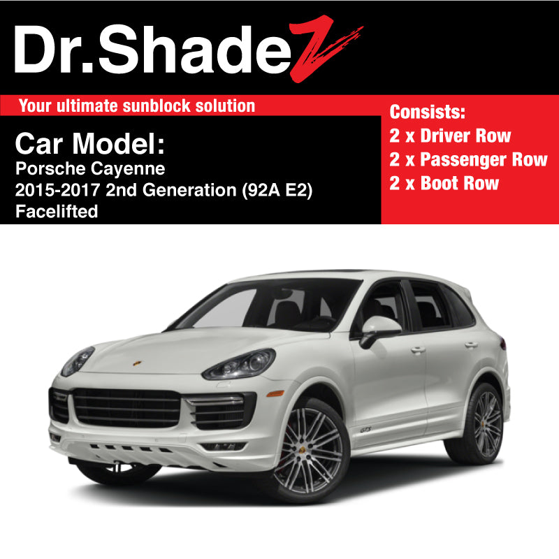 Porsche Cayenne 2015-2017 2nd Generation (92A E2) FACELIFTED Germany Mid Size Luxury Crossover Customised Car Window Magnetic Sunshades