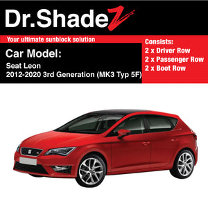 Seat Leon 2012-2020 3rd Generation (MK3 Typ 5F) Spain Hatchback Compact Customised Car Window Magnetic Sunshades