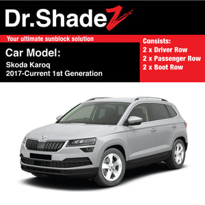 Skoda Karoq 2017-Current 1st Generation Czech Republic Mid Size Crossover Customised SUV Window Magnetic Sunshades 6 Pieces