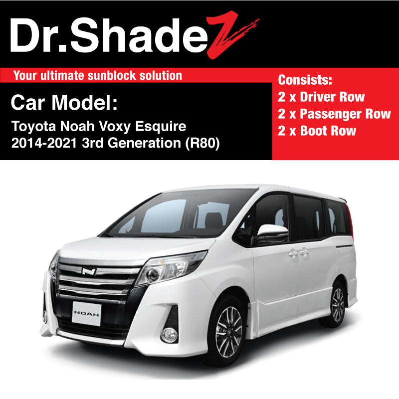 Toyota Noah Voxy Esquire 2014-2021 3rd Generation (R80) Japan MPV Customised Car Window Magnetic Sunshades