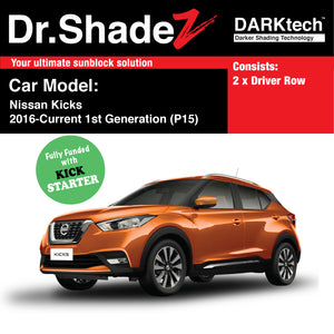 DARKtech Nissan Kicks 2016-Current 1st Generation (P15) Japan Compact SUV Customised Car Window Magnetic Sunshades