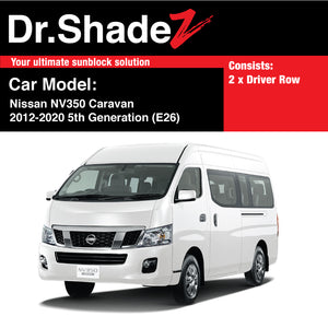 Nissan NV350 Caravan 2012-2020 6th Generation (E26) Light Commercial Van Customised Window Magnetic Sunshades