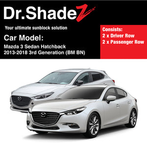 Mazda 3 Axela Sedan Hatchback 2013-2018 3rd Generation (BM BN) Japan Automotive Customised Car Window Magnetic Sunshades