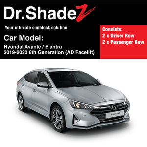 Hyundai Avante Elantra 2019-2020 6th Generation (AD Facelift) Korean Sedan Car Customised Magnetic Sunshades