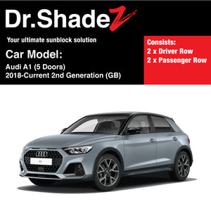 Audi A1 2018-Present (5 Doors) 2nd Generation (GB) Germany Supermini Sportback Hatchback Car Customised Magnetic Sunshades 4 Pieces