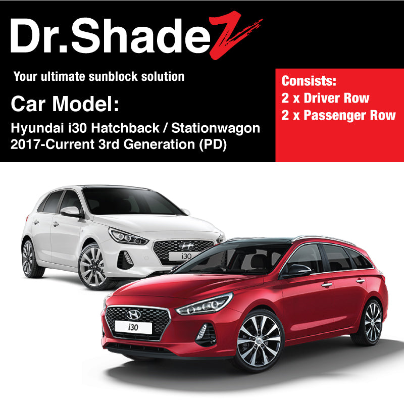 Hyundai i30 Hatchback Stationwagon 2017-Current 3rd Generation (PD) Korean Car Customised Magnetic Sunshades