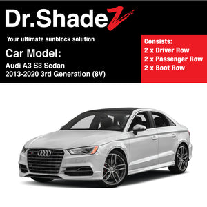 Audi A3 S3 Sedan 2013-2020 3rd Generation (8V) Germany Sedan Car Customised Magnetic Sunshades