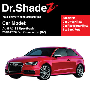 Audi A3 S3 Sportback 2013-2020 3rd Generation (8V) Germany Hatchback Car Customised Magnetic Sunshades Germany Hatchback Car Customised Magnetic Sunshades