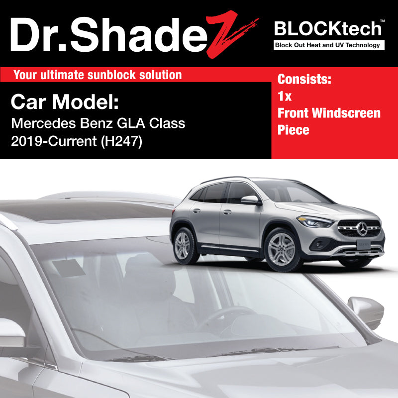 BLOCKtech Premium Front Windscreen Foldable Sunshade for Mercedes Benz GLA Class 2019-Current 2nd Generation (H247)