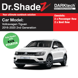 DARKtech Volkswagen Tiguan 2016-Current 2nd Generation (AD/BW) Germany SUV Customised Car Window Magnetic Sunshades passenger and boot side row windows